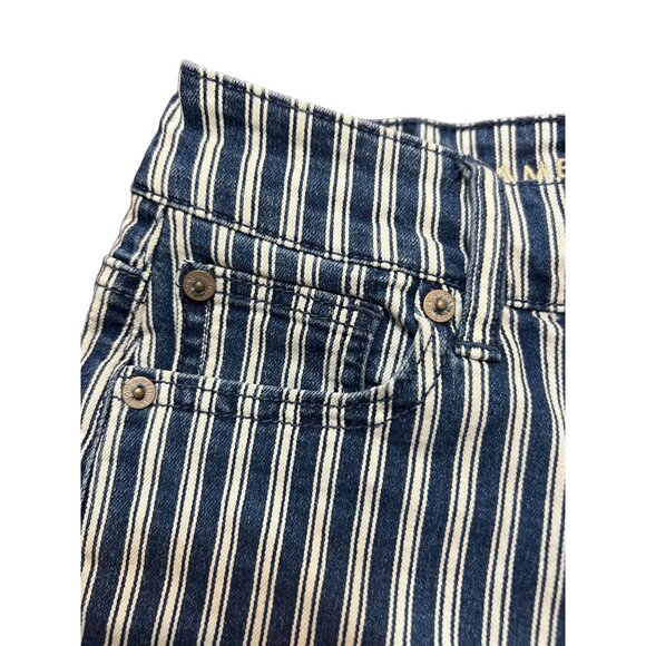 American Eagle Hi Rise Shortie Shorts Blue White Stripes Next Level Stretch Sz 0 - Picture 2 of 4